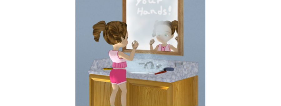 Little girl washing hands